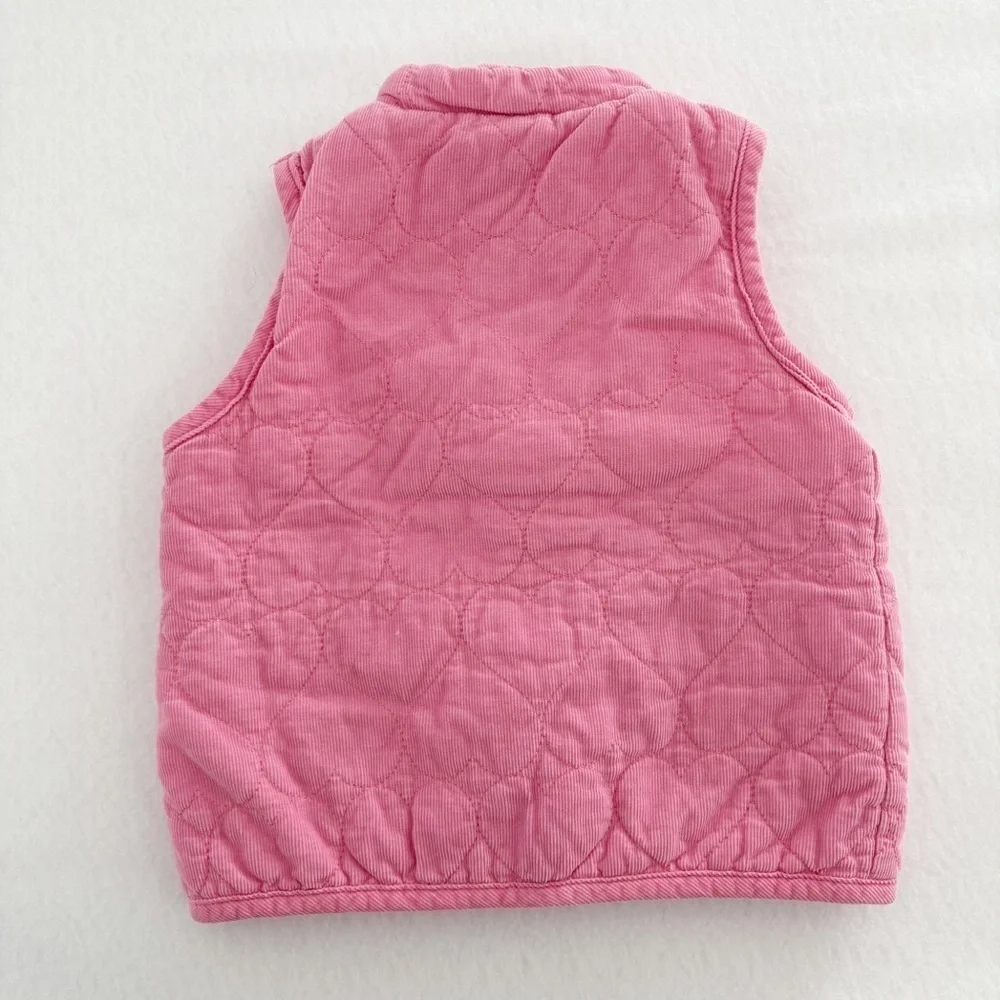 Vintage Kids Pink Quilted Heart Valentines Vest Size 12 Months